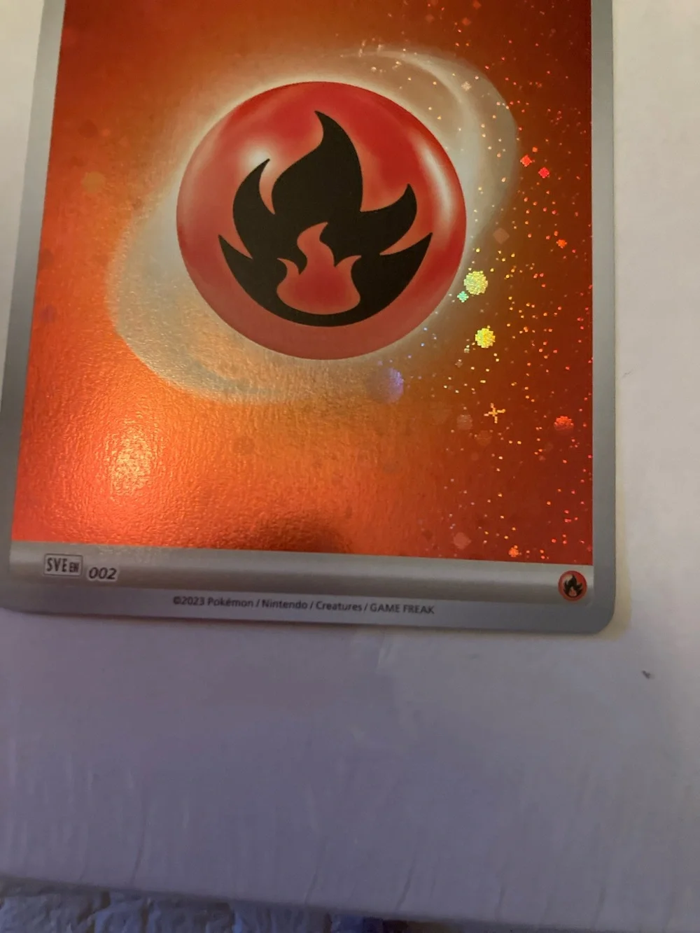Pokemon Fire Energy Holo Card - Red